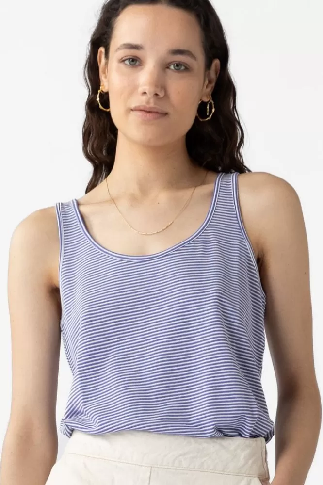 Dames T-Shirts En Tops-DonkerpaarseGestreepteSinglet