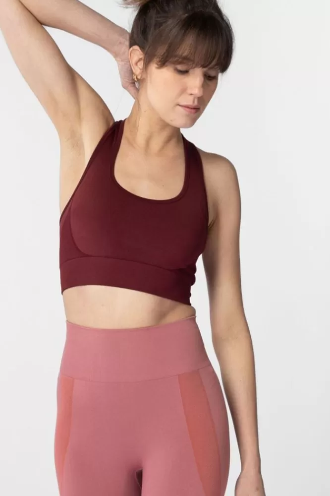 Dames T-Shirts En Tops-DonkerrodeSeamlessBraTop