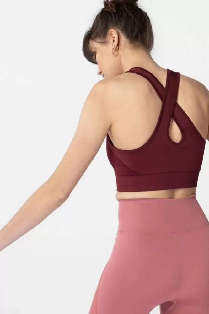 Dames T-Shirts En Tops-DonkerrodeSeamlessBraTop