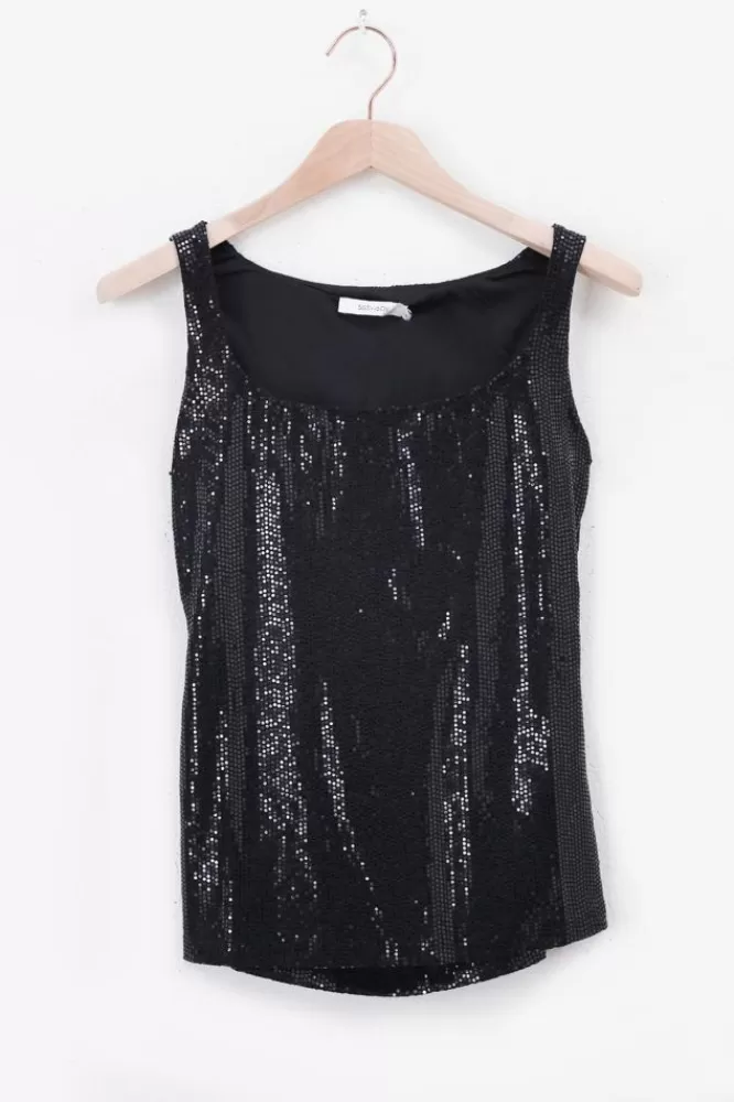 Dames T-Shirts En Tops-ETanktopMetPailletten