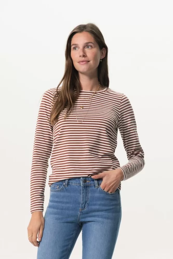 Dames T-Shirts En Tops-GestreeptT-ShirtMetLangeMouwen