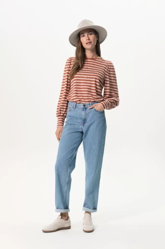 Dames T-Shirts En Tops-GestreeptT-ShirtMetPofmouwen