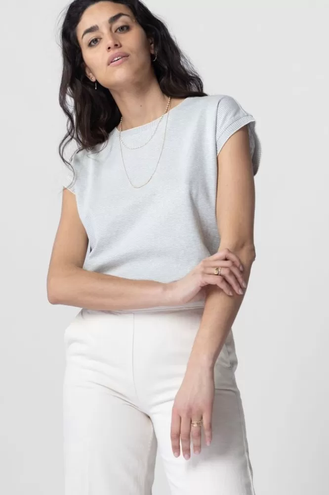 Dames T-Shirts En Tops-GrijsGestreeptT-Shirt