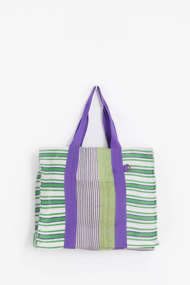 Dames Tassen-GroenGestreepteRecycledeShopper