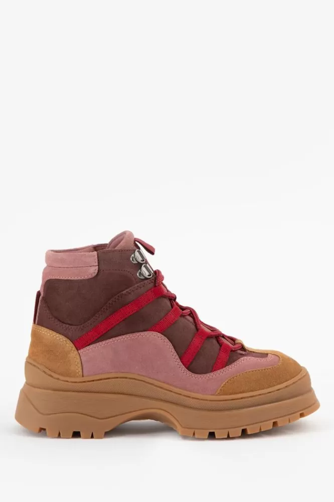 Dames Schoenen-HogeSuedeVeterschoenenMetChunkyZool