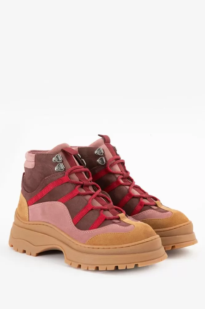 Dames Schoenen-HogeSuedeVeterschoenenMetChunkyZool