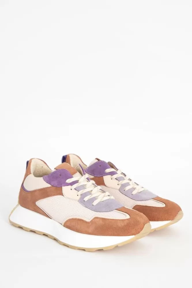 Dames Schoenen-LichtbruineSneakersMetPaarsDetail