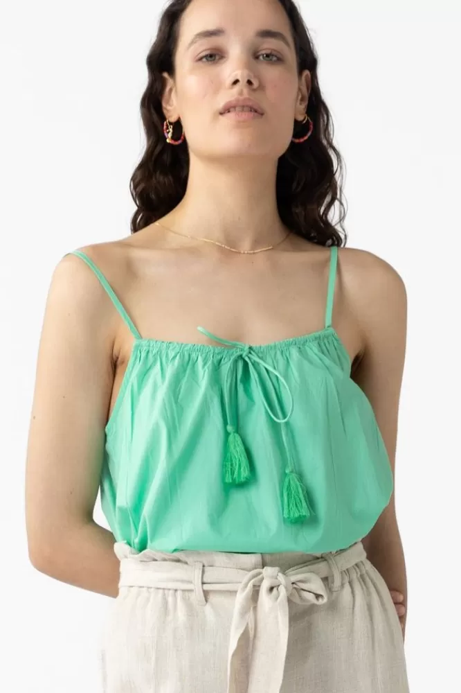 Dames T-Shirts En Tops-LichtgroeneTopMetKwastje