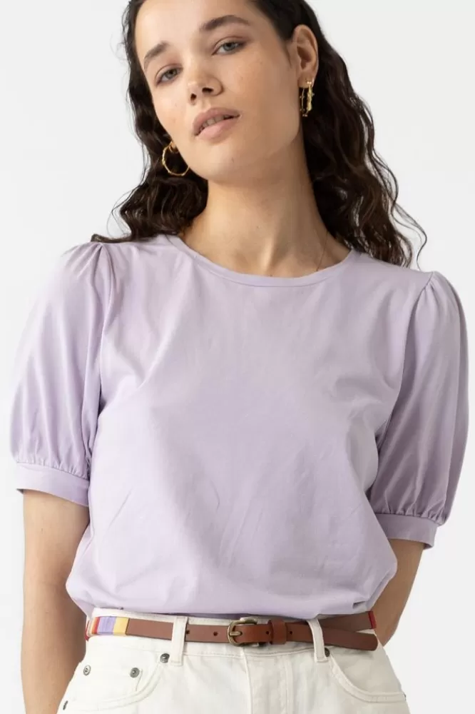 Dames T-Shirts En Tops-LichtpaarsT-ShirtMetPofmouwen