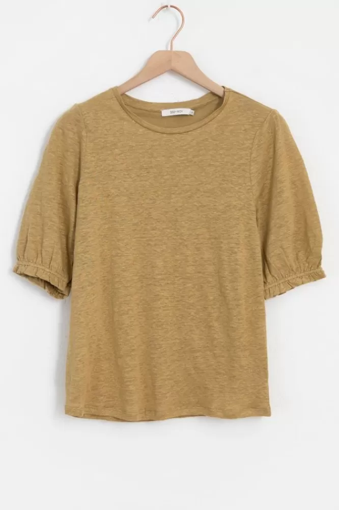 Dames T-Shirts En Tops-LinnenT-ShirtMetPofmouwen