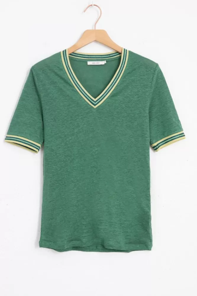 Dames T-Shirts En Tops-LinnenT-ShirtMetV-Hals