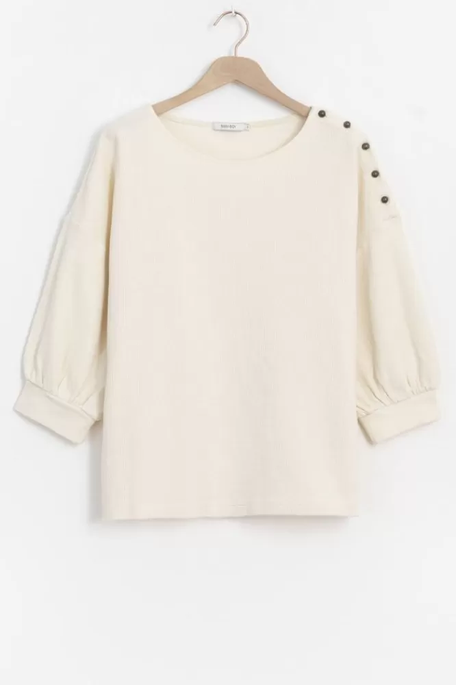 Dames T-Shirts En Tops-LongsleeveT-ShirtMetKnoopdetail