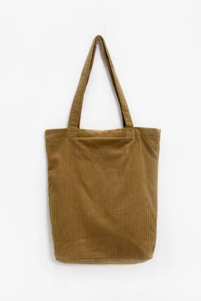 Dames Tassen-MosterdGroeneCorduroyShopper