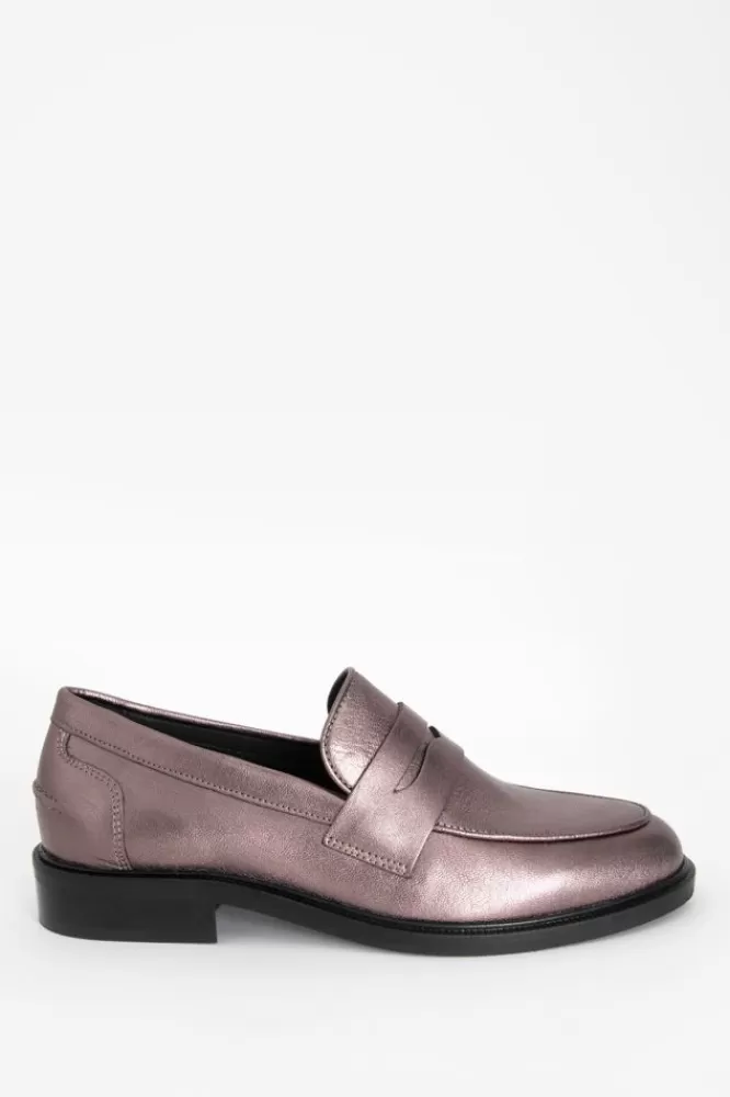Dames Schoenen-PaarseMetallicLerenLoafer