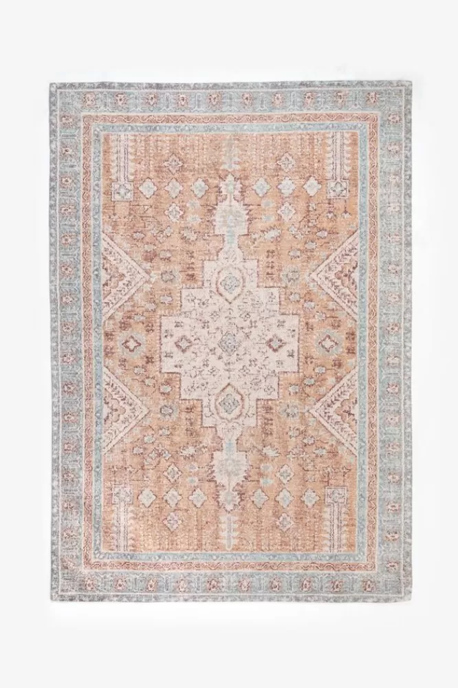 * Vloerkleden-Roestkleurig Vloerkleed Met Vintage Look